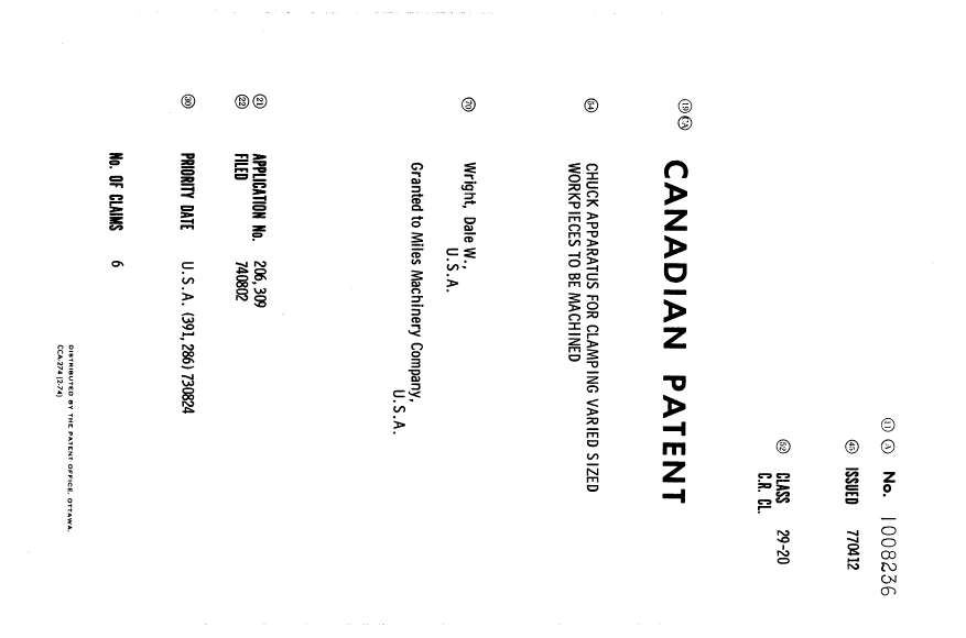 Canadian Patent Document 1008236. Cover Page 19940530. Image 1 of 1