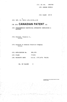 Canadian Patent Document 1083700. Cover Page 19940407. Image 1 of 1