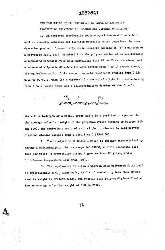 Document de brevet canadien 1097841. Revendications 19940309. Image 1 de 3