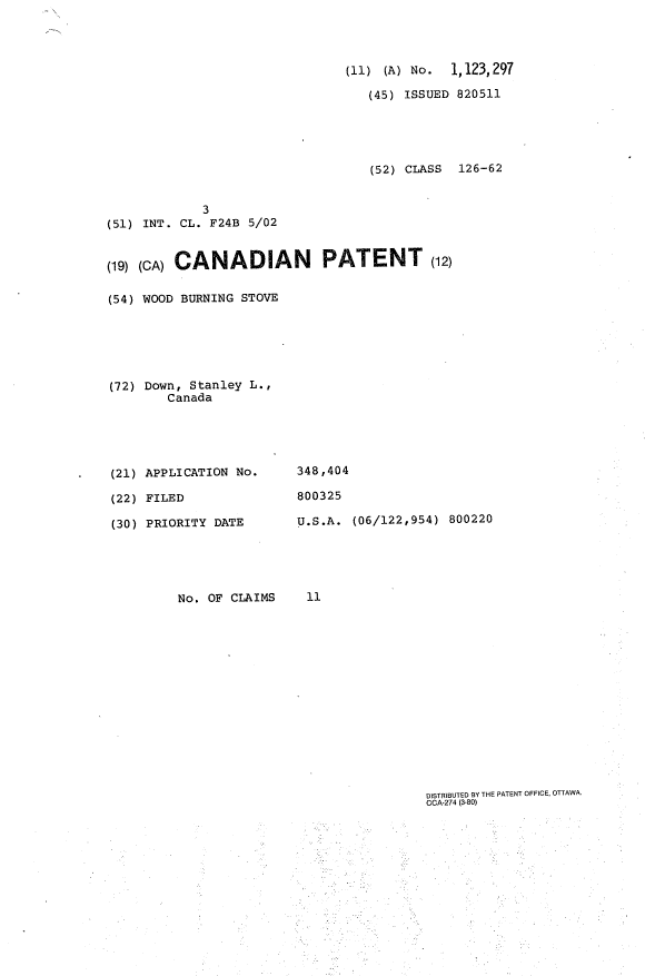 Document de brevet canadien 1123297. Page couverture 19940216. Image 1 de 1
