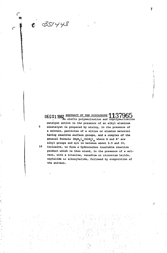 Canadian Patent Document 1137965. Abstract 19940228. Image 1 of 1