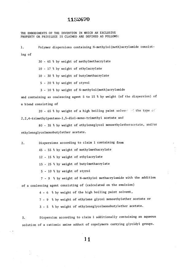 Document de brevet canadien 1152670. Revendications 19940113. Image 1 de 2