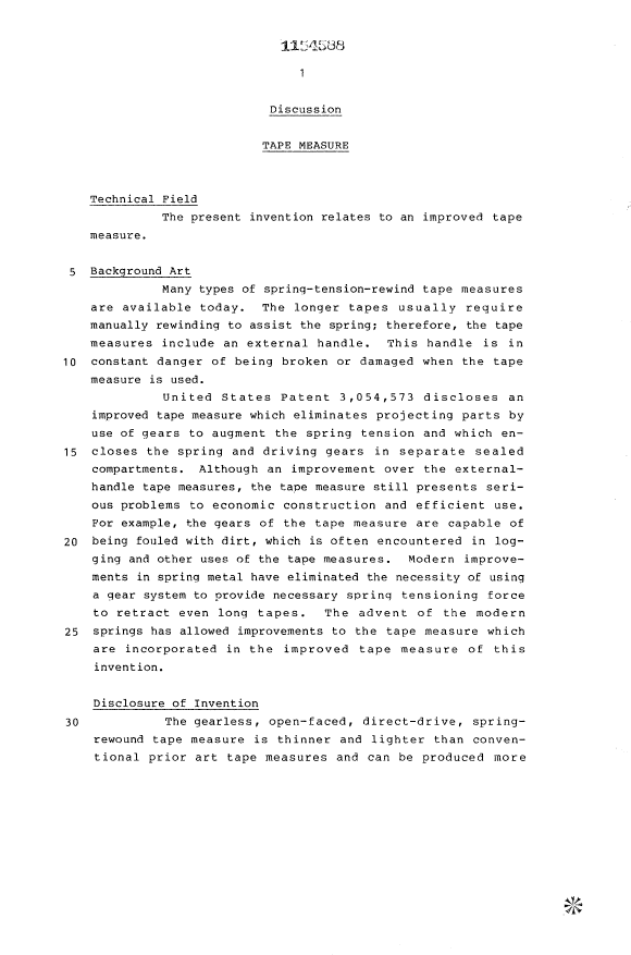 Document de brevet canadien 1154588. Description 19940115. Image 1 de 8