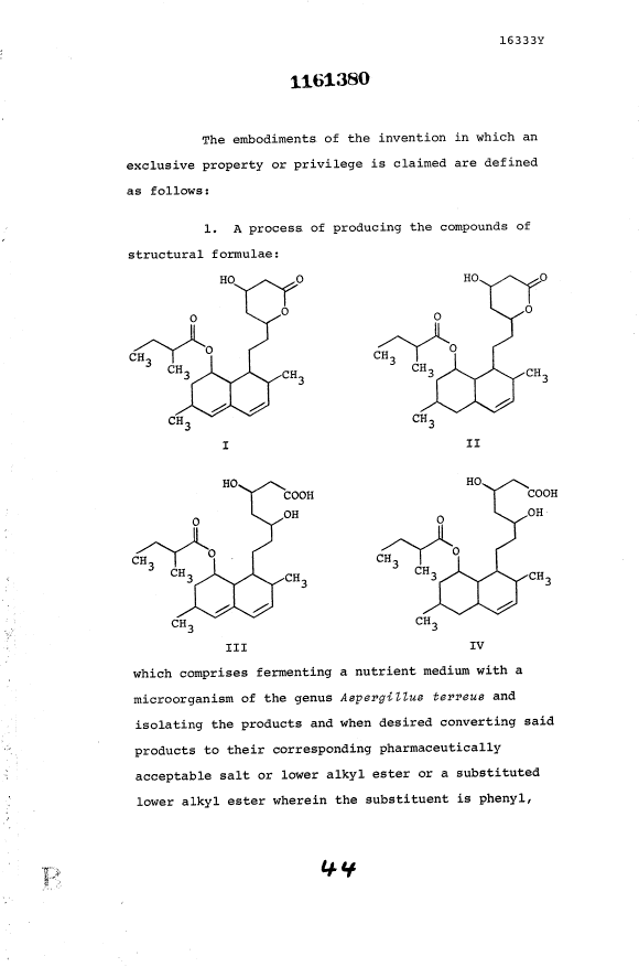 Canadian Patent Document 1161380. Claims 19921223. Image 1 of 6