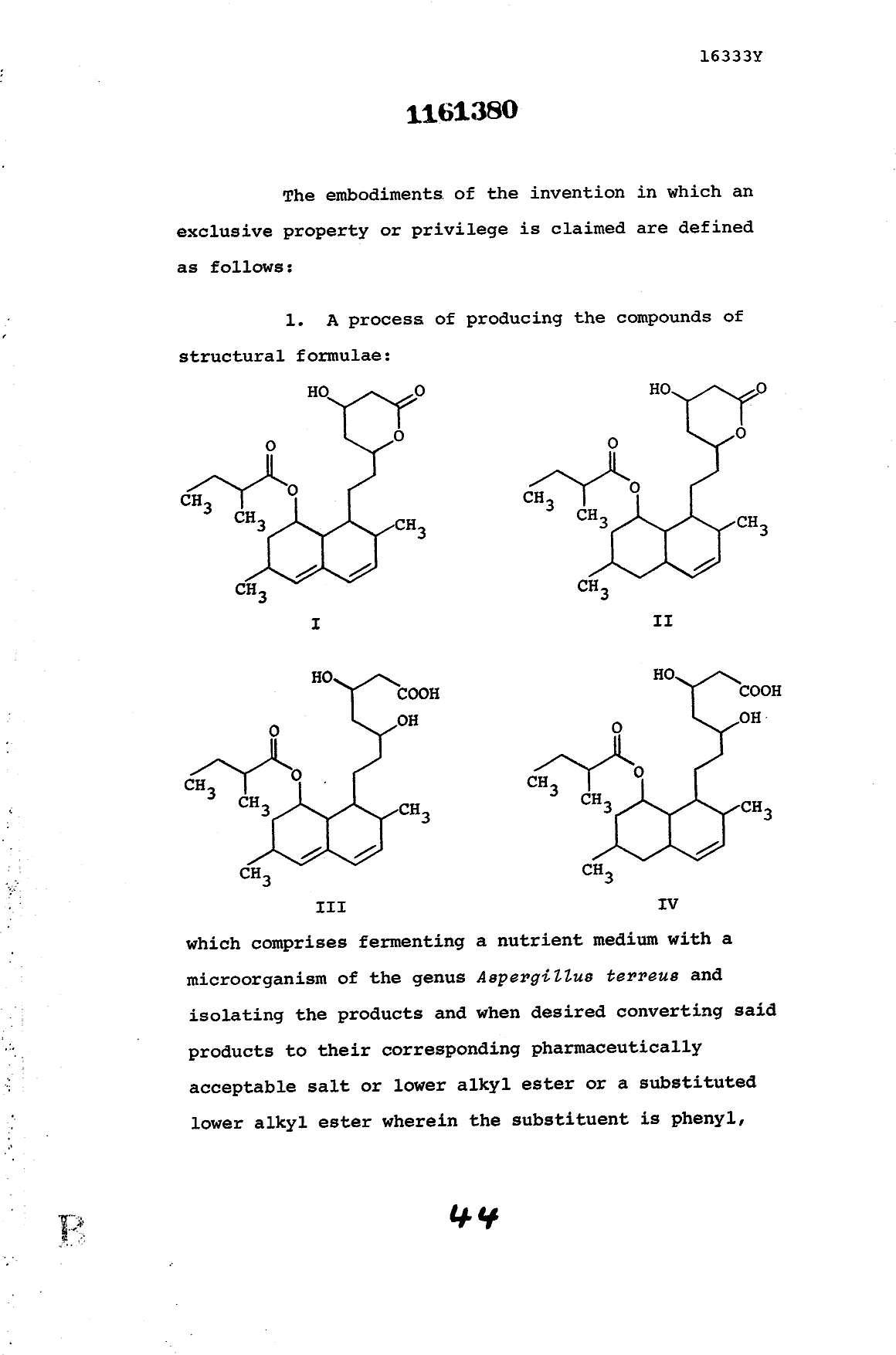 Document de brevet canadien 1161380. Revendications 19921223. Image 1 de 6