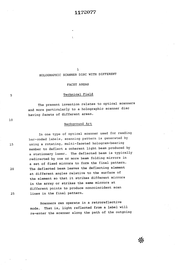 Canadian Patent Document 1172077. Description 19931209. Image 1 of 7
