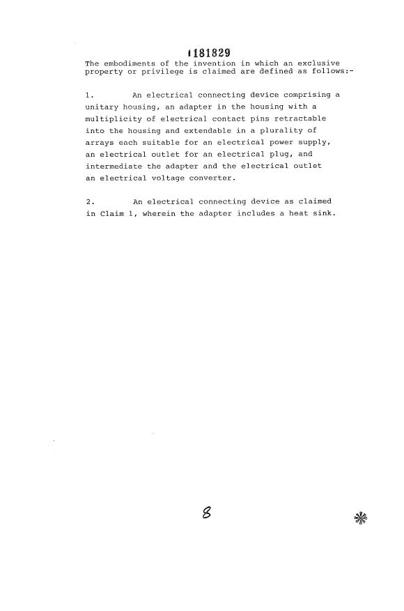 Document de brevet canadien 1181829. Revendications 19931030. Image 1 de 1