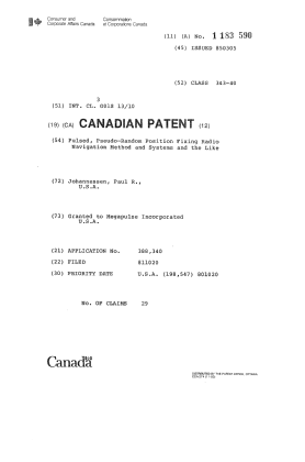 Canadian Patent Document 1183590. Cover Page 19930608. Image 1 of 1