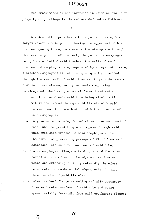 Document de brevet canadien 1183654. Revendications 19931018. Image 1 de 5