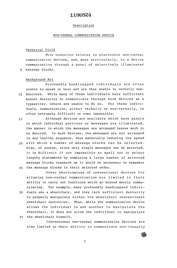 Canadian Patent Document 1186824. Description 19930609. Image 1 of 28
