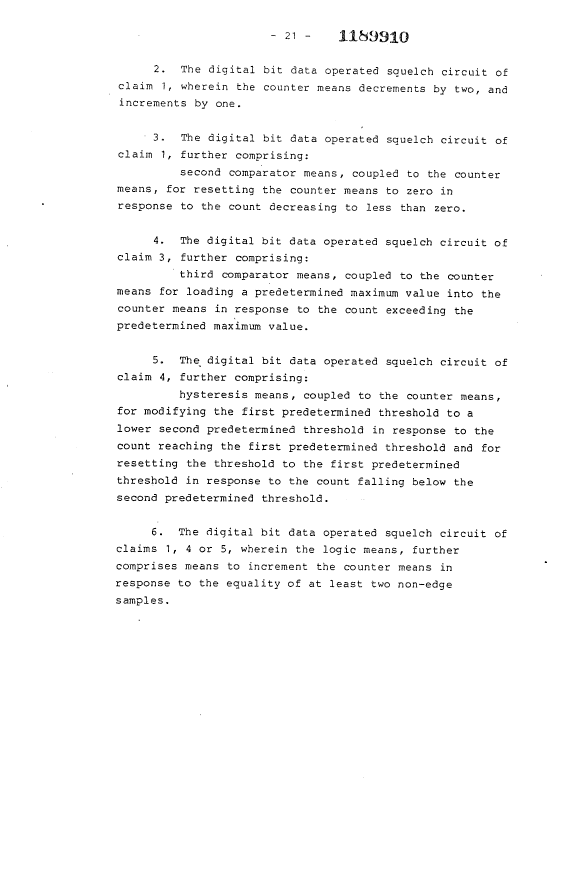 Document de brevet canadien 1189910. Revendications 19930614. Image 2 de 4