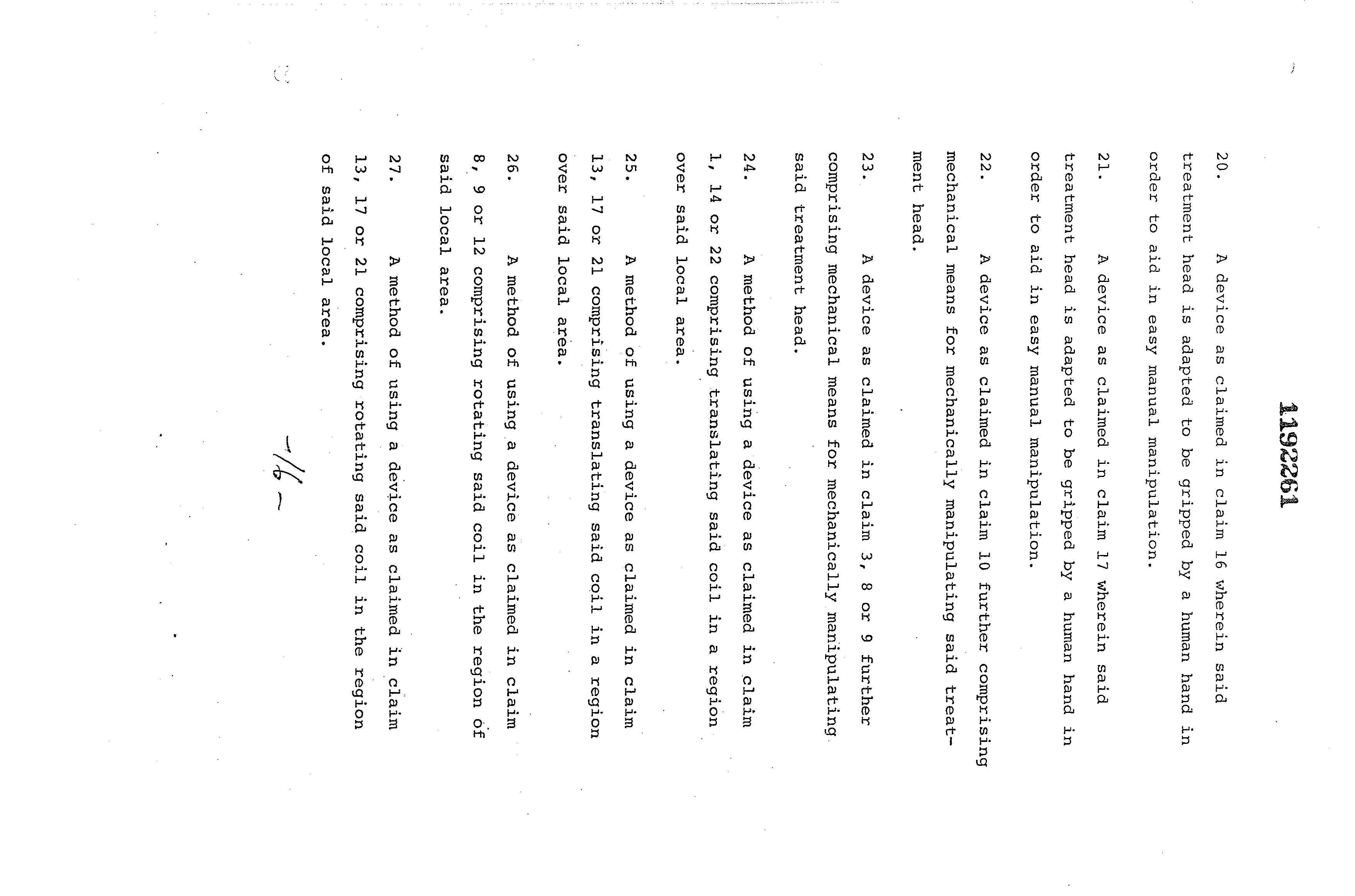 Canadian Patent Document 1192261. Claims 19921215. Image 4 of 5