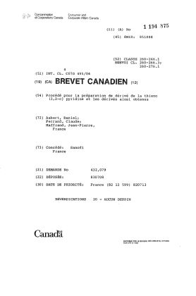 Canadian Patent Document 1194875. Cover Page 19921218. Image 1 of 1
