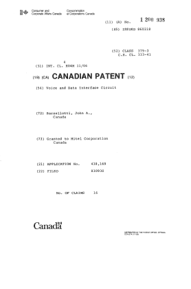 Document de brevet canadien 1200938. Page couverture 19930623. Image 1 de 1