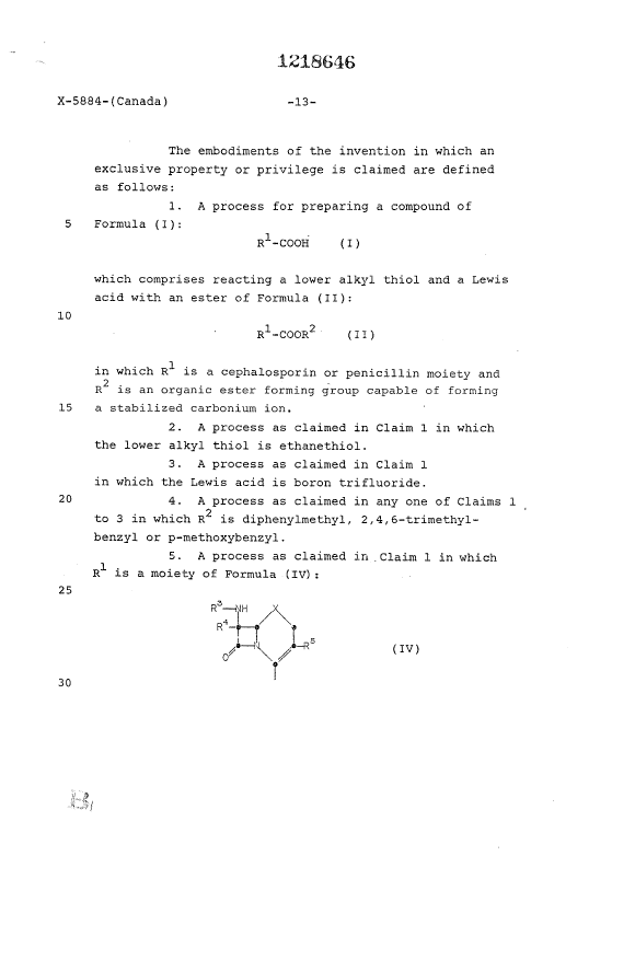 Document de brevet canadien 1218646. Revendications 19930924. Image 1 de 3