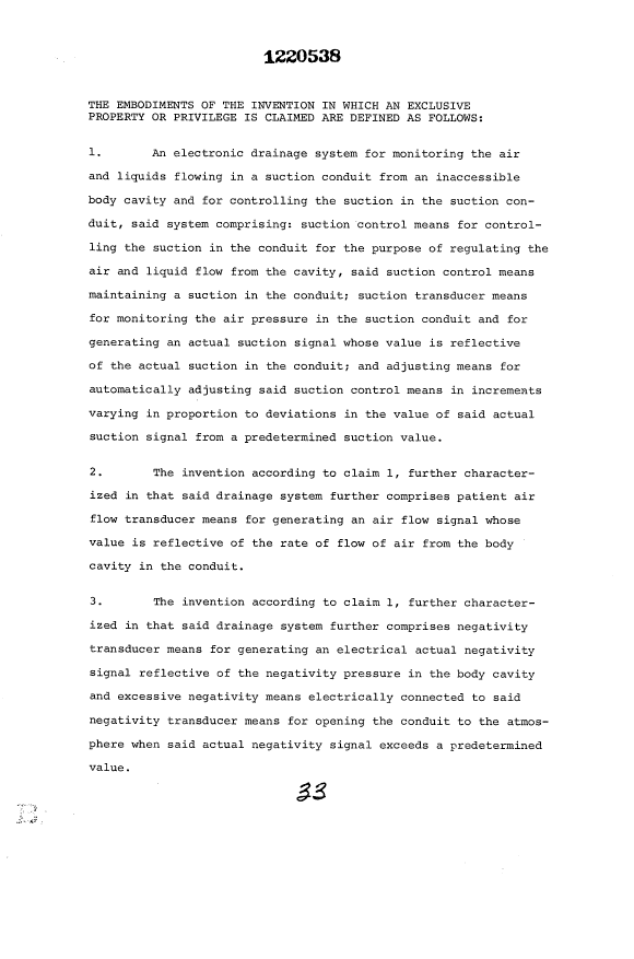Document de brevet canadien 1220538. Revendications 19931126. Image 1 de 13