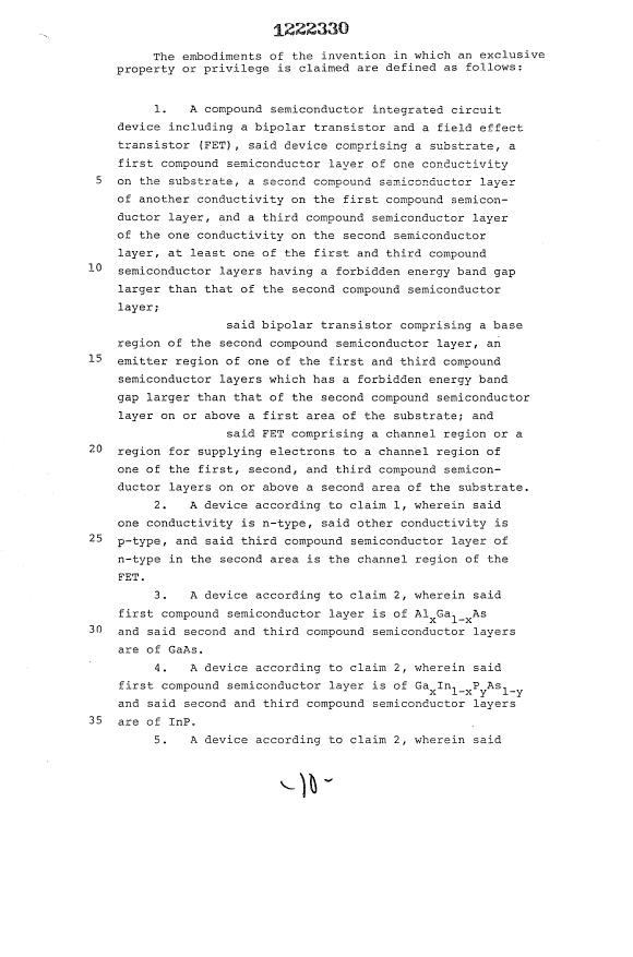 Document de brevet canadien 1222330. Revendications 19930925. Image 1 de 3