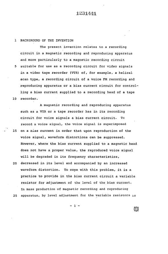 Document de brevet canadien 1231441. Description 19930730. Image 1 de 31