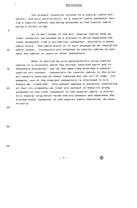 Canadian Patent Document 1242008. Description 19930819. Image 1 of 11