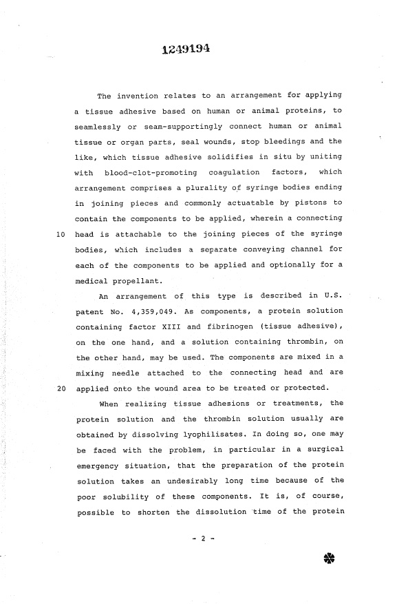 Document de brevet canadien 1249194. Description 19930911. Image 1 de 10