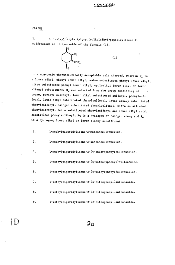 Document de brevet canadien 1255680. Revendications 19930907. Image 1 de 7