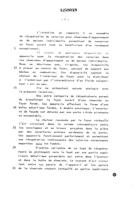 Document de brevet canadien 1258018. Description 19931213. Image 1 de 9