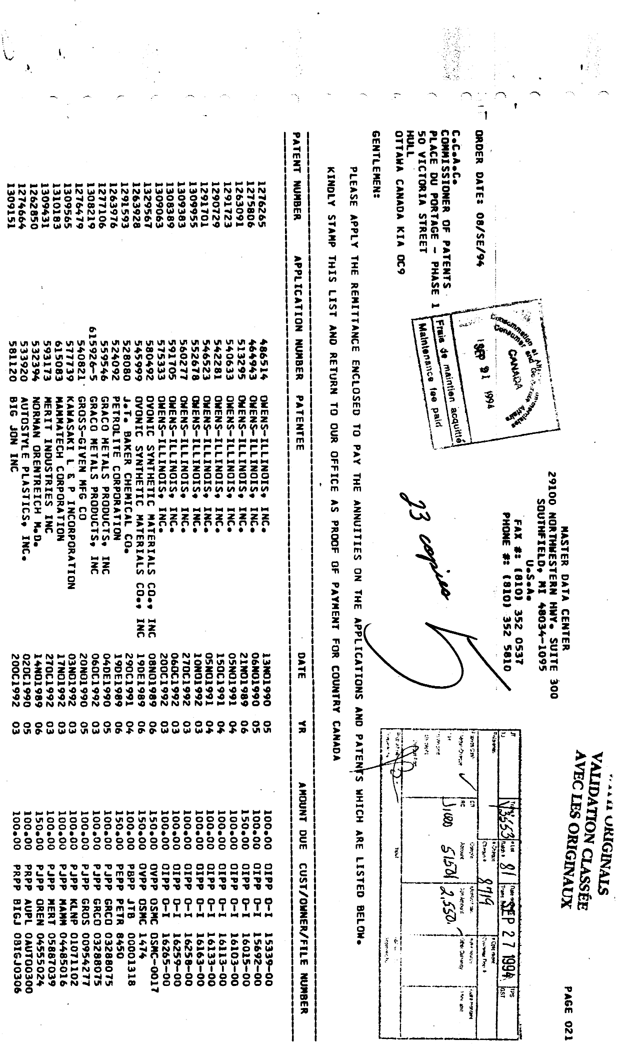 Canadian Patent Document 1263928. Fees 19940921. Image 1 of 1