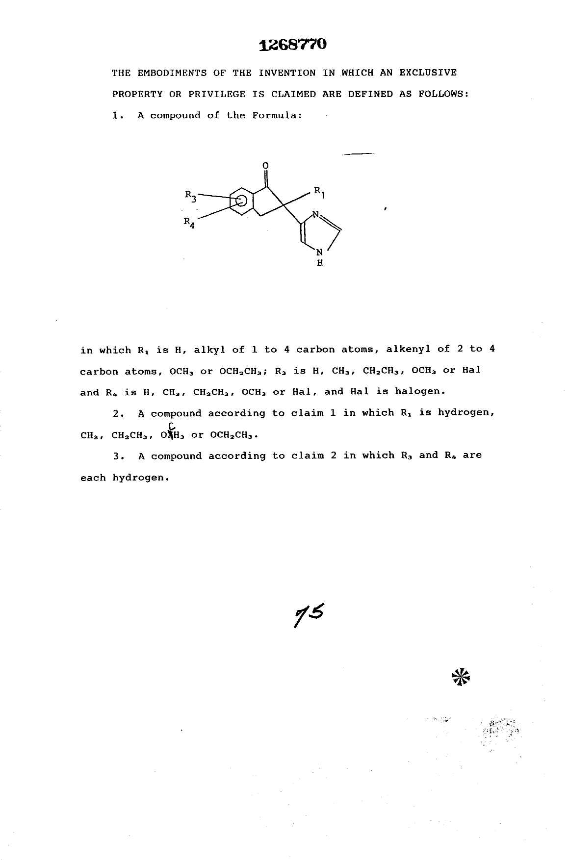 Canadian Patent Document 1268770. Claims 19930921. Image 1 of 1