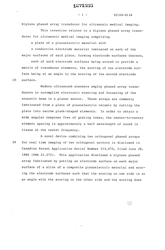 Document de brevet canadien 1271555. Description 19931007. Image 1 de 15