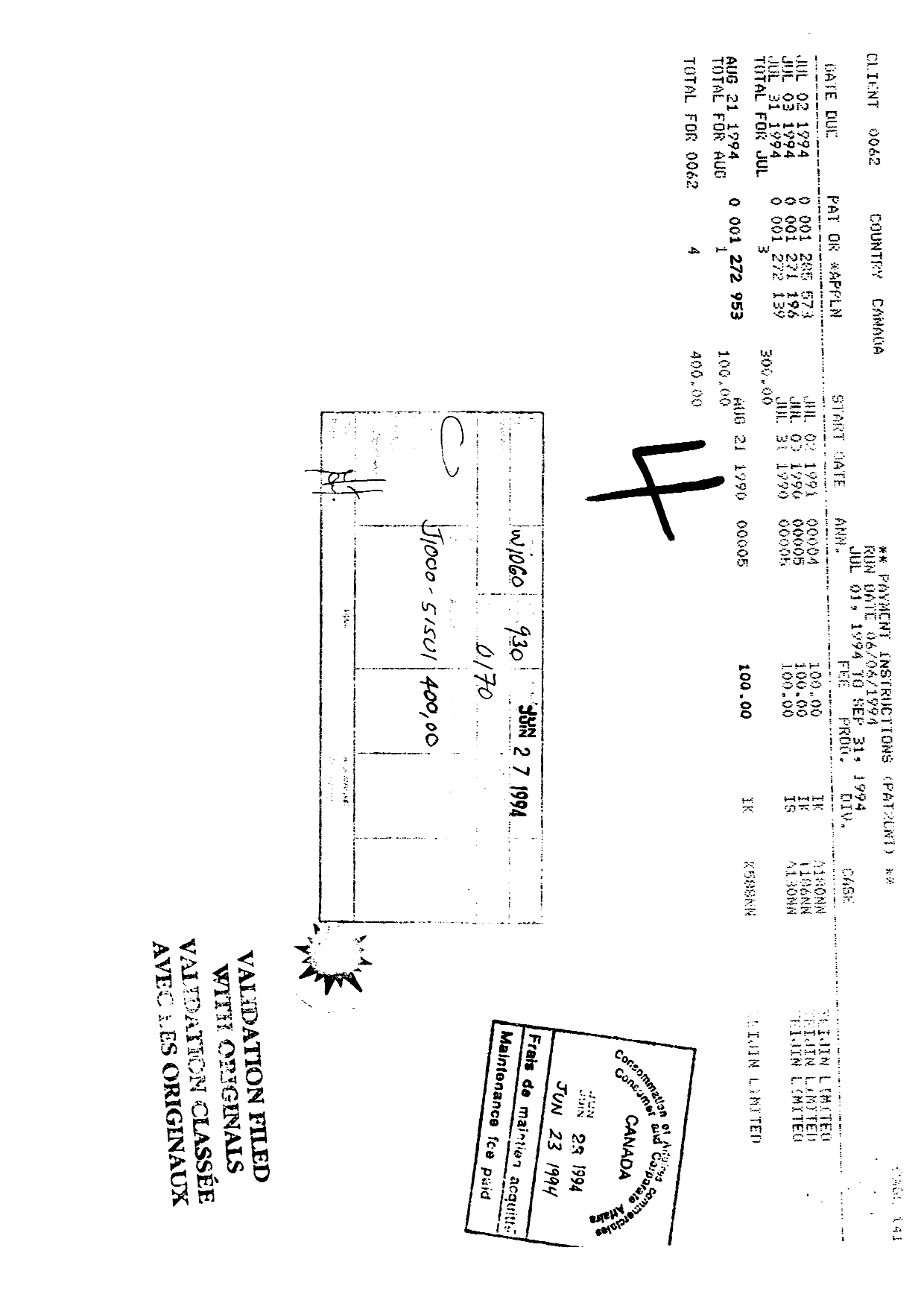Canadian Patent Document 1272953. Fees 19940623. Image 1 of 1