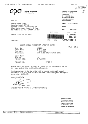 Canadian Patent Document 1272984. Fees 20050817. Image 1 of 1