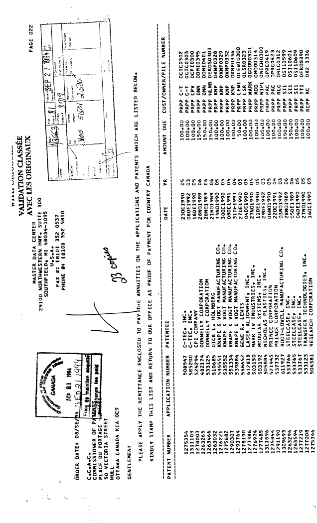 Document de brevet canadien 1275682. Taxes 19940921. Image 1 de 1
