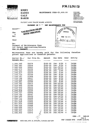 Document de brevet canadien 1279515. Taxes 19931118. Image 1 de 1