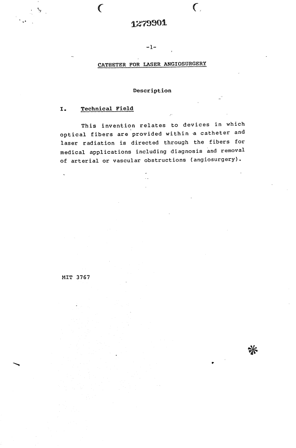 Canadian Patent Document 1279901. Description 19921215. Image 1 of 69