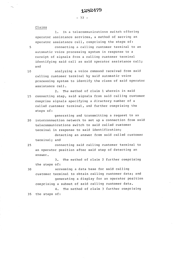 Document de brevet canadien 1282479. Revendications 19931019. Image 1 de 17