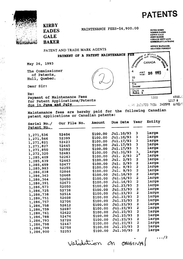 Document de brevet canadien 1286759. Taxes 19921226. Image 1 de 1