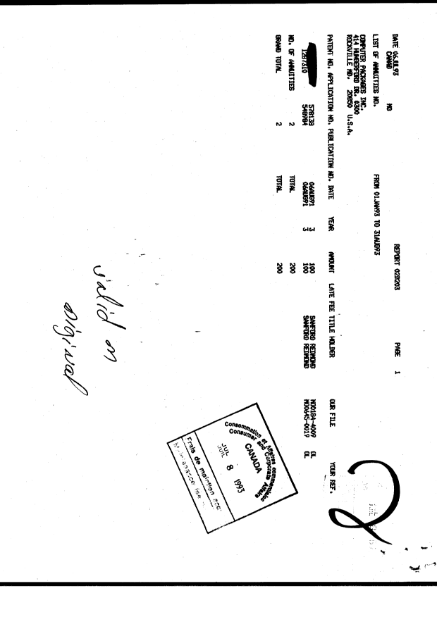 Canadian Patent Document 1287295. Fees 19921208. Image 1 of 1