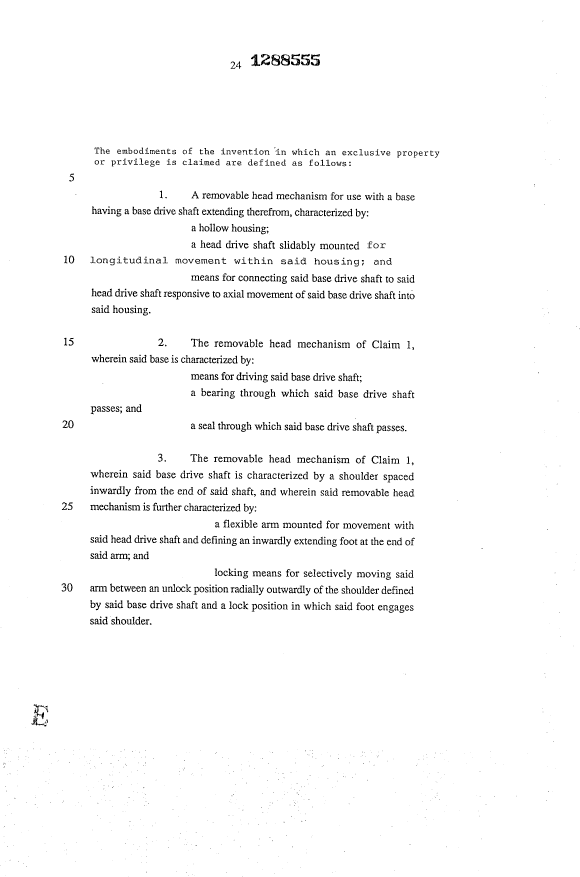 Document de brevet canadien 1288555. Revendications 19931022. Image 1 de 13