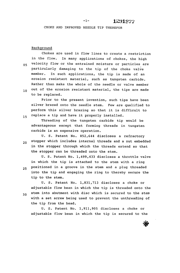 Document de brevet canadien 1291977. Description 19931030. Image 1 de 6