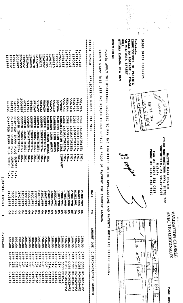 Document de brevet canadien 1291977. Taxes 19940921. Image 1 de 1