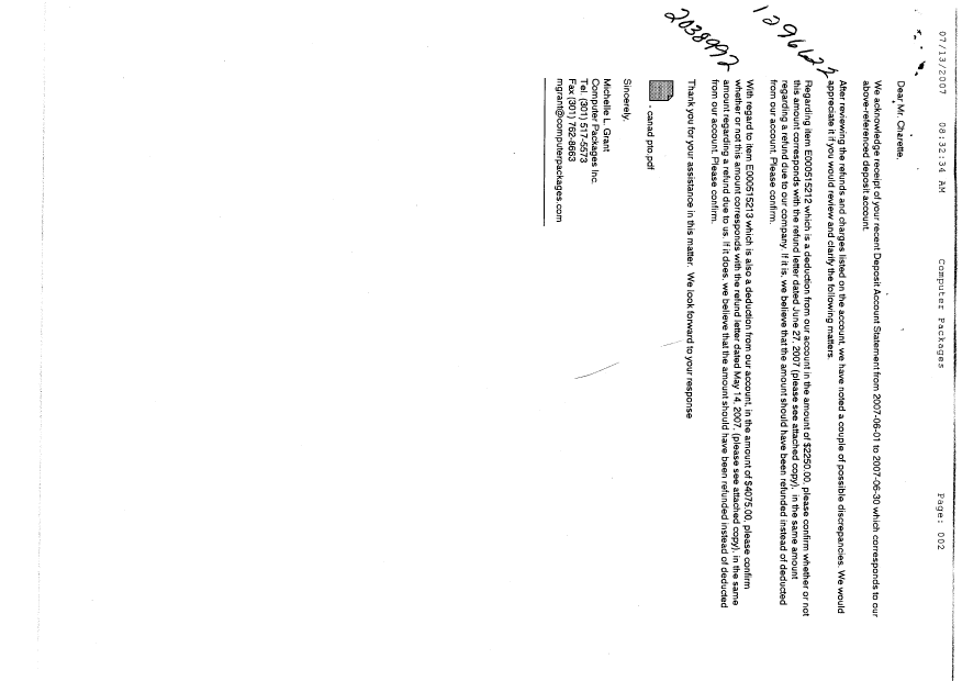Canadian Patent Document 1296622. Correspondence 20070709. Image 1 of 2