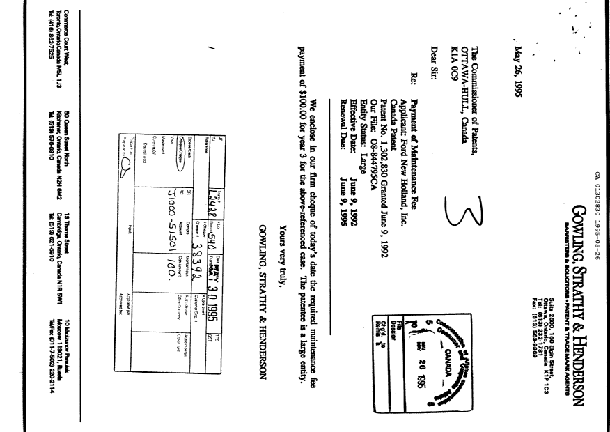 Canadian Patent Document 1302830. Fees 19950526. Image 1 of 1