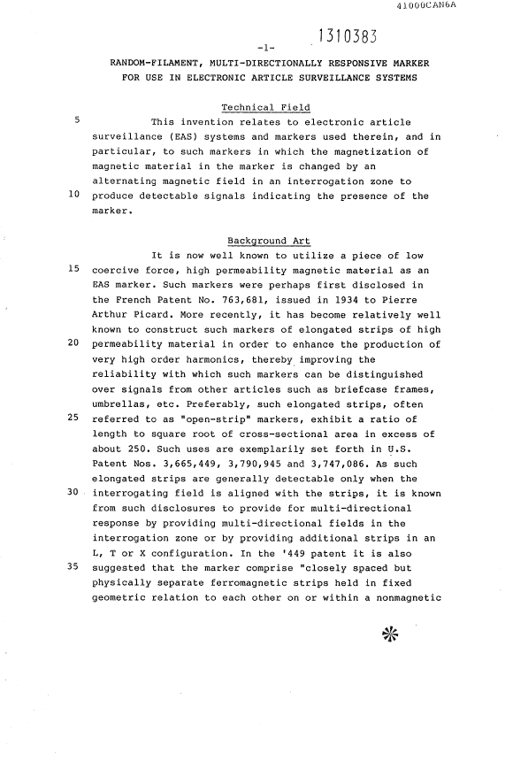 Document de brevet canadien 1310383. Description 19931108. Image 1 de 8