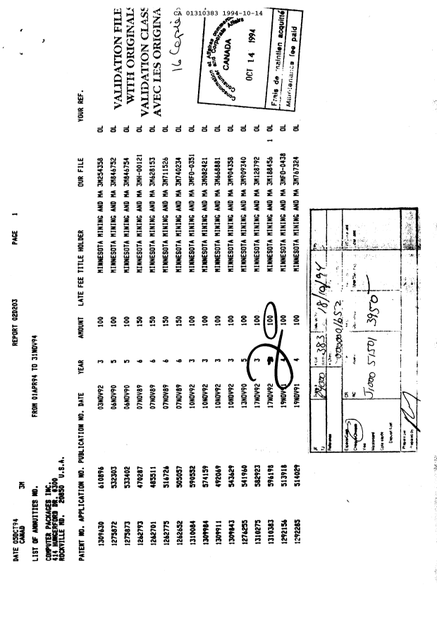 Document de brevet canadien 1310383. Taxes 19941014. Image 1 de 1