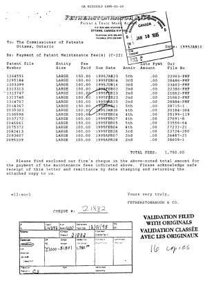 Canadian Patent Document 1313313. Fees 19950110. Image 1 of 1