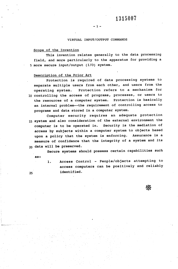 Canadian Patent Document 1315007. Description 19931110. Image 1 of 27