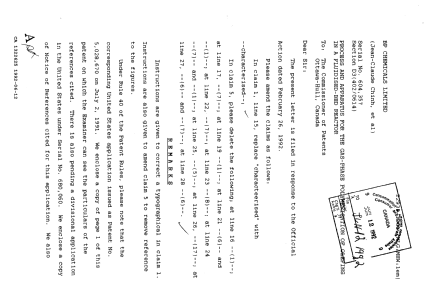 Canadian Patent Document 1322625. Prosecution Correspondence 19920612. Image 1 of 5