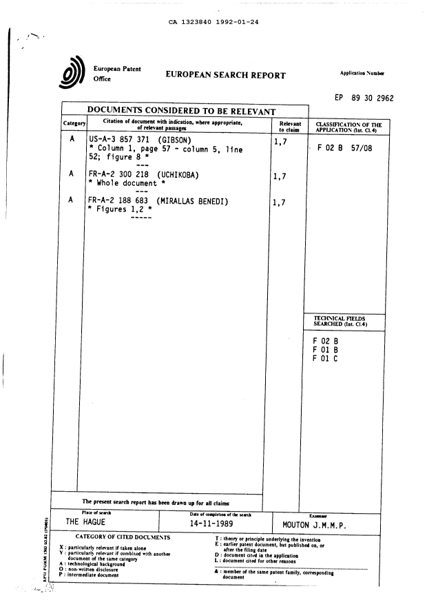 Canadian Patent Document 1323840. Prosecution Correspondence 19920124. Image 2 of 3