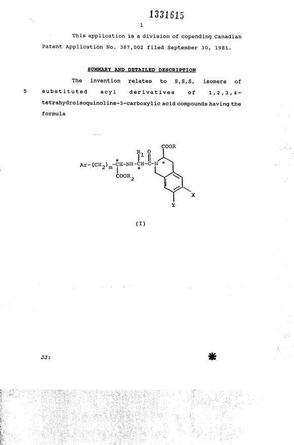 Canadian Patent Document 1331615. Description 19941229. Image 1 of 20