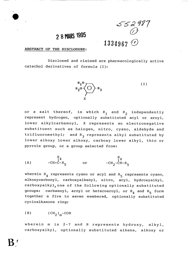 Document de brevet canadien 1334967. Abrégé 19950328. Image 1 de 2